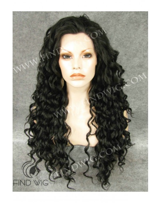 Synthetic lace front wig Curly brown mixed long hair - Cher style
