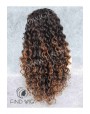 Synthetic lace front wig Curly chestnut long hair dark roots