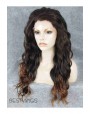 Synthetic lace front wig Wavy chestnut long hair dark roots