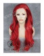 Synthetic lace front wig Wavy red long hair