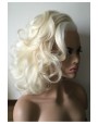 Synthetic lace front wig Wavy blond medium hair