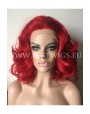 Synthetic lace front wig Wavy red medium hair