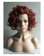 Synthetic lace front wig Wavy red colored short hair