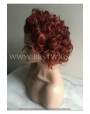 Synthetic lace front wig Wavy red colored short hair