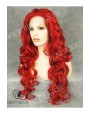 Synthetic lace front wig Wavy red long hair