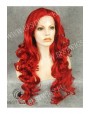 Synthetic lace front wig Wavy red long hair
