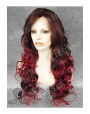 Synthetic lace front wig Wavy red long hair