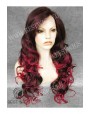 Synthetic lace front wig Wavy red long hair
