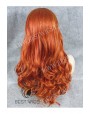 Synthetic lace front wig Wavy red long hair