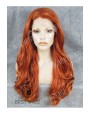 Synthetic lace front wig Wavy red long hair