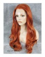 Synthetic lace front wig Wavy red long hair