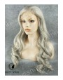 Synthetic lace front wig Wavy grey long hair