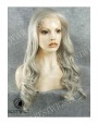 Synthetic lace front wig Wavy grey long hair