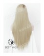 Synthetic half-lace wig Stright blond long hair dark roots (with side part)