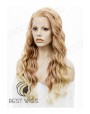 Synthetic lace front wig Wavy blond long hair