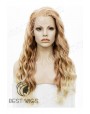 Synthetic lace front wig Wavy blond long hair